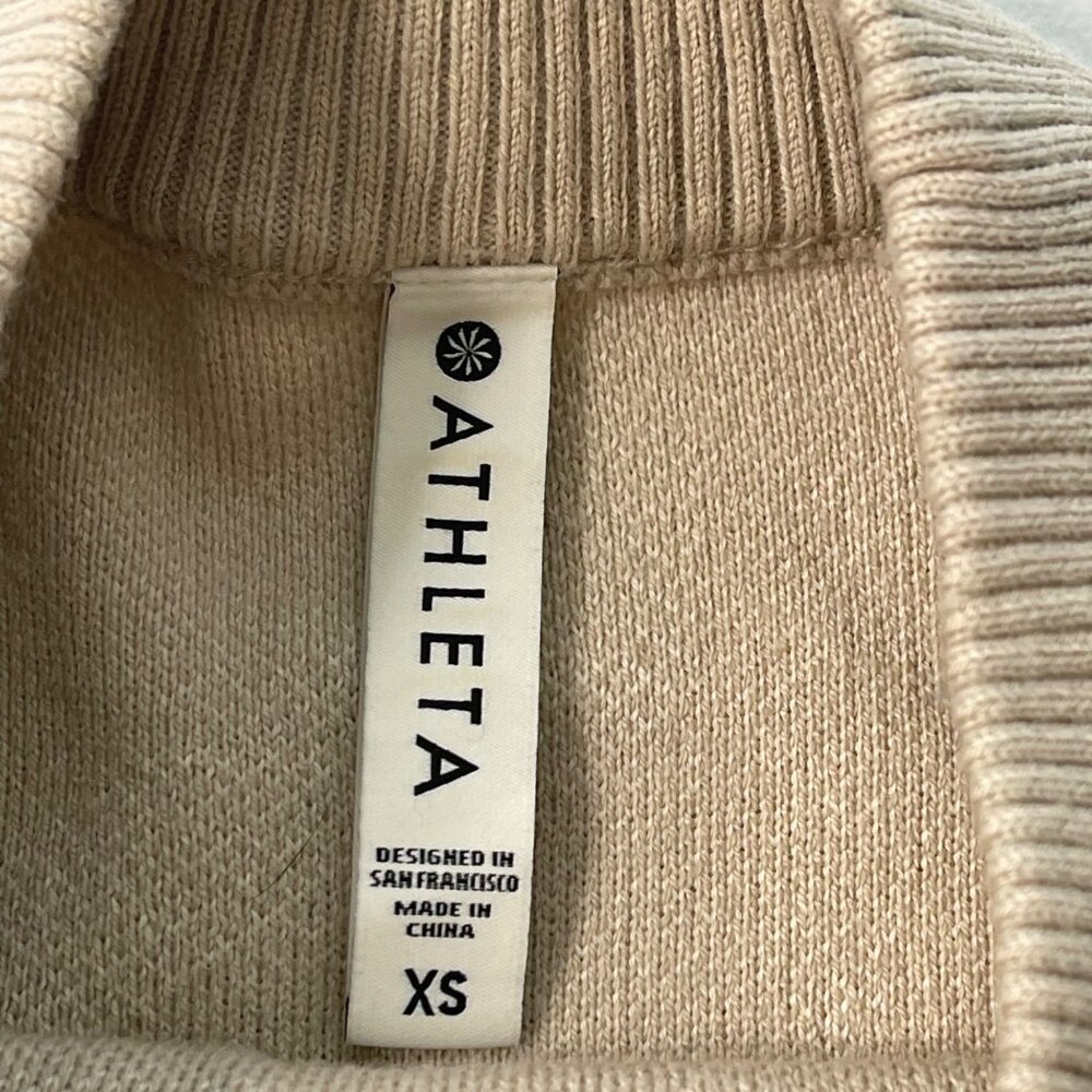 Athleta Jacquard Crew Textured Sweater Womens XS Frosted Floral Cream Athleisure - Picture 3 of 9